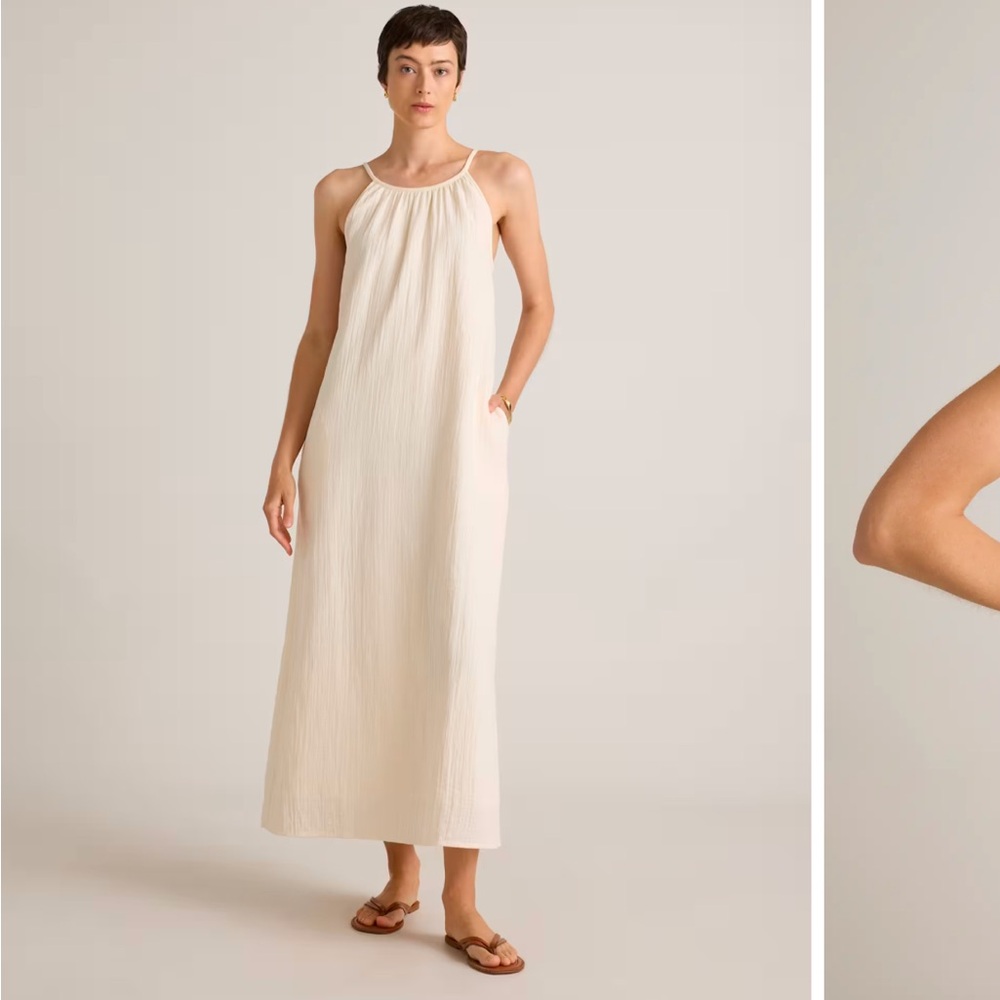 Quince 100% Organic Cotton Gauze Sleeveless Maxi Dress-XS BLACK